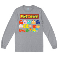Heather Grey 80s pacman ghosts video games Long Sleeve Tee - artisFamous