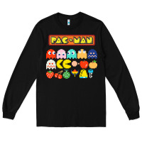 Black 80s pacman ghosts video games Long Sleeve Tee - artisFamous