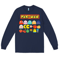 Navy 80s pacman ghosts video games Long Sleeve Tee - artisFamous
