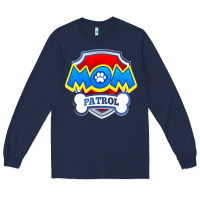 Navy funny mom patrol  funny dog mom gift birthday party t shirt Long Sleeve Tee - artisFamous