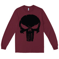 Burgundy the punisher skull black Long Sleeve Tee - artisFamous