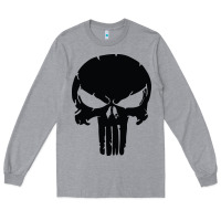 Heather Grey the punisher skull black Long Sleeve Tee - artisFamous