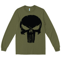 Army Green the punisher skull black Long Sleeve Tee - artisFamous