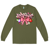 Army Green easter teacher Long Sleeve Tee - CowhideDigitalArt