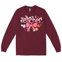 Burgundy easter teacher Long Sleeve Tee - CowhideDigitalArt