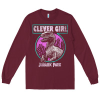 Burgundy distressed teal raptor clever girl t shirt Long Sleeve Tee - artisFamous
