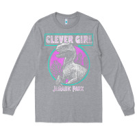 Heather Grey distressed teal raptor clever girl t shirt Long Sleeve Tee - artisFamous