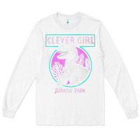 White distressed teal raptor clever girl t shirt Long Sleeve Tee - artisFamous