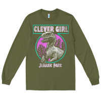 Army Green distressed teal raptor clever girl t shirt Long Sleeve Tee - artisFamous