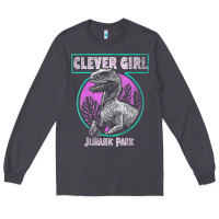 Smoke distressed teal raptor clever girl t shirt Long Sleeve Tee - artisFamous