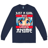 Navy just a girl who loves anime japanese cute Long Sleeve Tee - artisFamous
