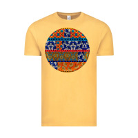 Vintage Mustard african fabric pattern round earrings Vintage Tee - BundleAndBundleShop
