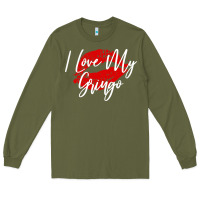Army Green kiss lips i love my gringo wife girlfriend premium Long Sleeve Tee - artisFamous