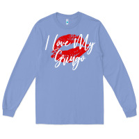 Colony Blue kiss lips i love my gringo wife girlfriend premium Long Sleeve Tee - artisFamous