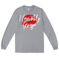Heather Grey kiss lips i love my gringo wife girlfriend premium Long Sleeve Tee - artisFamous