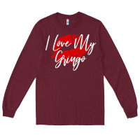 Burgundy kiss lips i love my gringo wife girlfriend premium Long Sleeve Tee - artisFamous