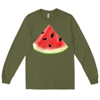 Army Green Watermelon Slice Png Long Sleeve Tee - artisFamous