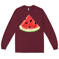 Burgundy Watermelon Slice Png Long Sleeve Tee - artisFamous