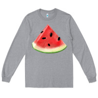 Heather Grey Watermelon Slice Png Long Sleeve Tee - artisFamous