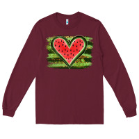 Burgundy Watermelon Heart Long Sleeve Tee - artisFamous