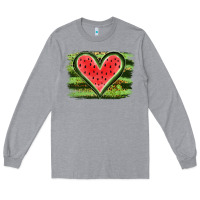 Heather Grey Watermelon Heart Long Sleeve Tee - artisFamous