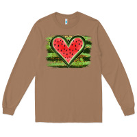 Toasted Coconut Watermelon Heart Long Sleeve Tee - artisFamous