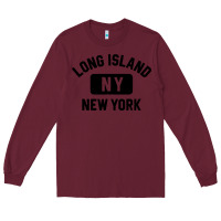 Burgundy long island ny gym style distressed amber print Long Sleeve Tee - artisFamous
