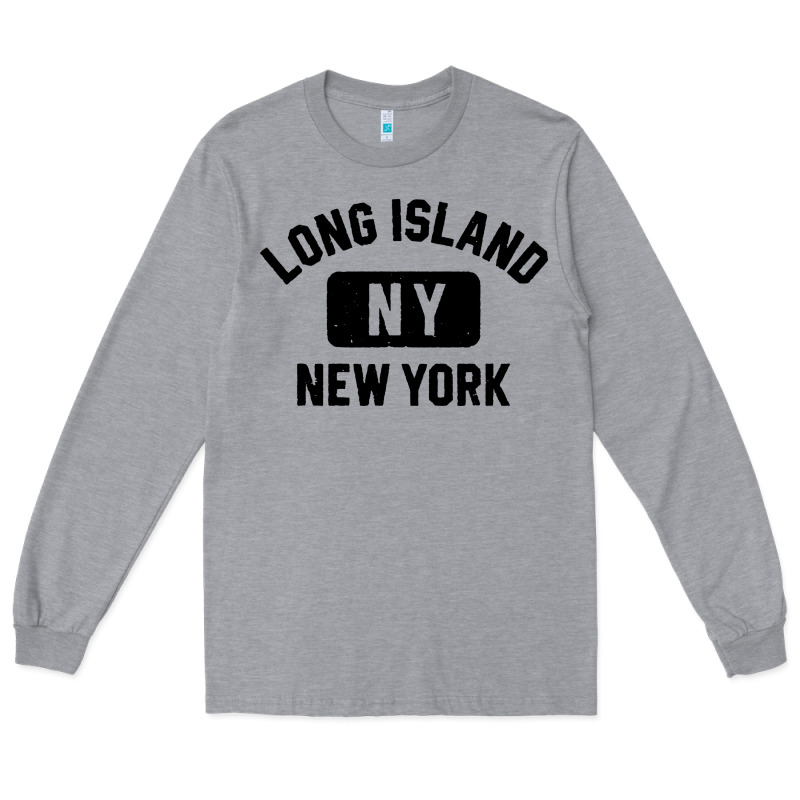 Long Island Ny Gym Style Distressed Amber Print Long Sleeve Tee by artisFamous | Teevron