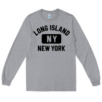 Heather Grey long island ny gym style distressed amber print Long Sleeve Tee - artisFamous