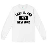 White long island ny gym style distressed amber print Long Sleeve Tee - artisFamous