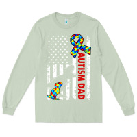 Matcha mens distressed dinosaur autism dad usa flag Long Sleeve Tee - artisFamous
