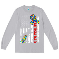 Moon Dust mens distressed dinosaur autism dad usa flag Long Sleeve Tee - artisFamous