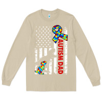Mushroom mens distressed dinosaur autism dad usa flag Long Sleeve Tee - artisFamous