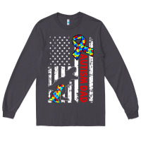 Smoke mens distressed dinosaur autism dad usa flag Long Sleeve Tee - artisFamous