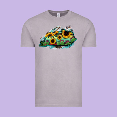 Kentucky Map Sunflower Cactus Serape Vintage Tee Designed By Ranaportraitstore