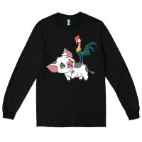 Black hei hei rooster and pig funny cartoon Long Sleeve Tee - artisFamous