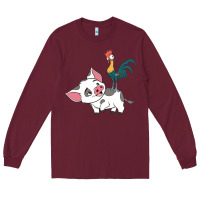 Burgundy hei hei rooster and pig funny cartoon Long Sleeve Tee - artisFamous
