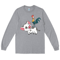 Heather Grey hei hei rooster and pig funny cartoon Long Sleeve Tee - artisFamous