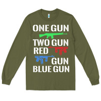 Army Green one gun two gun red gun blue gun Long Sleeve Tee - artisFamous