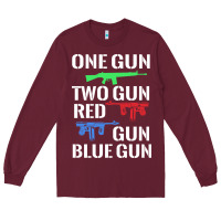 Burgundy one gun two gun red gun blue gun Long Sleeve Tee - artisFamous