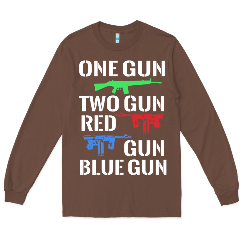 One Gun Two Gun Red Gun Blue Gun Long Sleeve Tee by artisFamous | Teevron