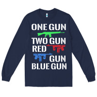 Navy one gun two gun red gun blue gun Long Sleeve Tee - artisFamous