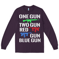 Plum one gun two gun red gun blue gun Long Sleeve Tee - artisFamous