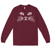 Burgundy cat face Long Sleeve Tee - artisFamous