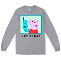 Heather Grey peppa pig not today Long Sleeve Tee - artisFamous