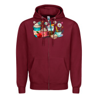 Burgundy teacher coffee cups Zipper Hoodie - RanaPortraitStore