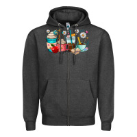 Charcoal Heather teacher coffee cups Zipper Hoodie - RanaPortraitStore