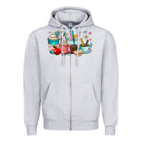 Heather Grey teacher coffee cups Zipper Hoodie - RanaPortraitStore