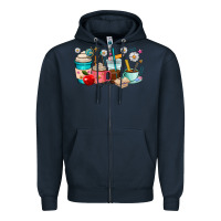 Navy teacher coffee cups Zipper Hoodie - RanaPortraitStore