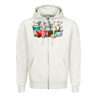 Oatmeal Heather teacher coffee cups Zipper Hoodie - RanaPortraitStore
